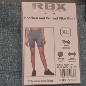 RBX | NWT | Women's Peached and Printed Bike Shorts - Dusty Teal | XL